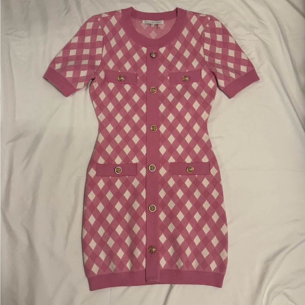 Pink and White Knit Dress